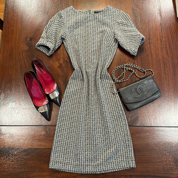 BANANA REPUBLIC tweed pencil dress with puff sleeves - Picture 2 of 7